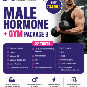 Male Hormone + Gym Package B – 97 Tests | Only ₹3490